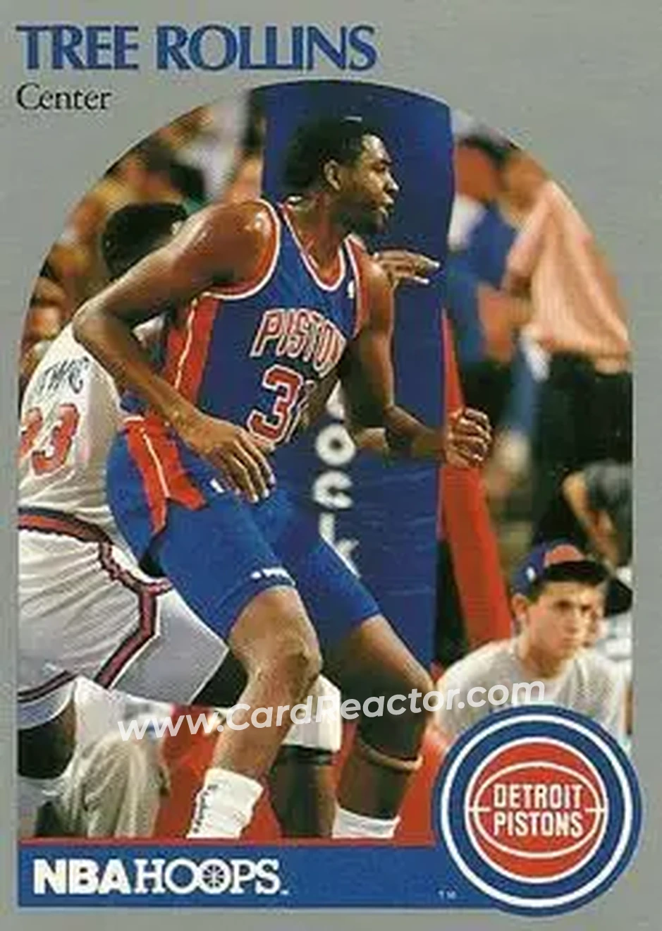 1990-91 Hoops #413 - Tree Rollins - Detroit Pistons - Front