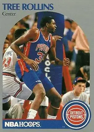 1990-91 Hoops #413 - Tree Rollins - Detroit Pistons