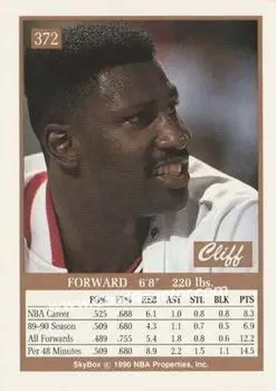 1990-91 SkyBox #372 - Cliff Levingston - Chicago Bulls - Back