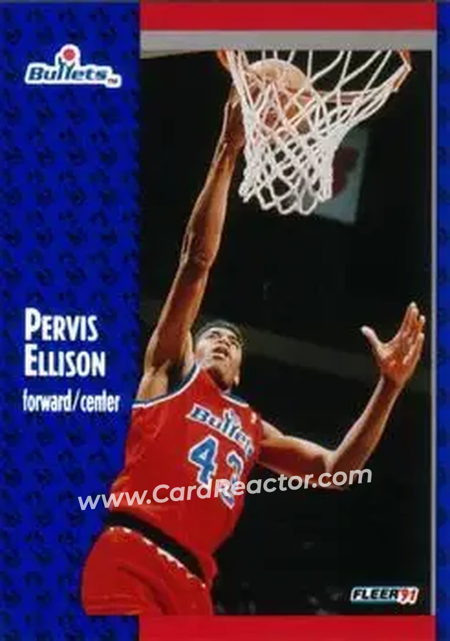 1991-92 Fleer #205 - Pervis Ellison - Washington Bullets - Front