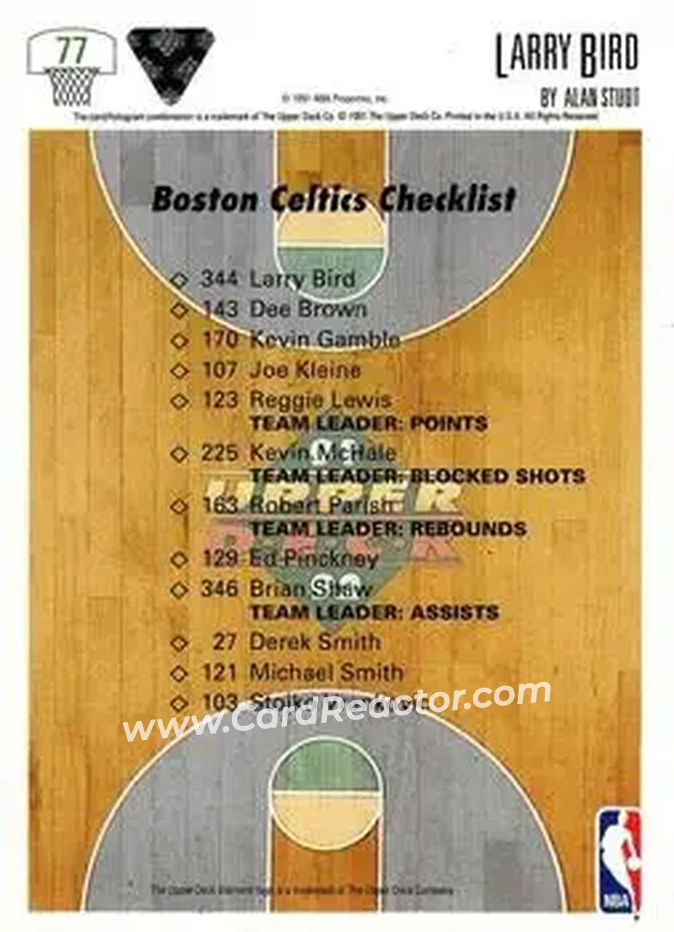 1991-92 Upper Deck #77 - Larry Bird - Boston Celtics - Back