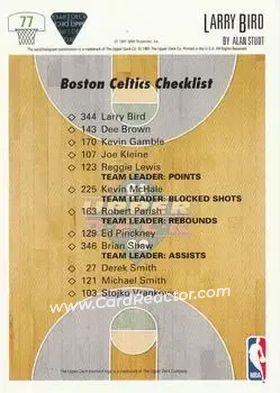 1991-92 Upper Deck #77 - Larry Bird - Boston Celtics - Back