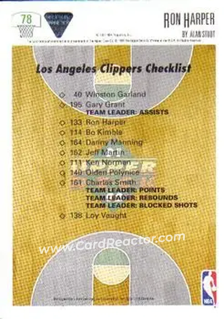 1991-92 Upper Deck #78 - Ron Harper - Los Angeles Clippers - Back