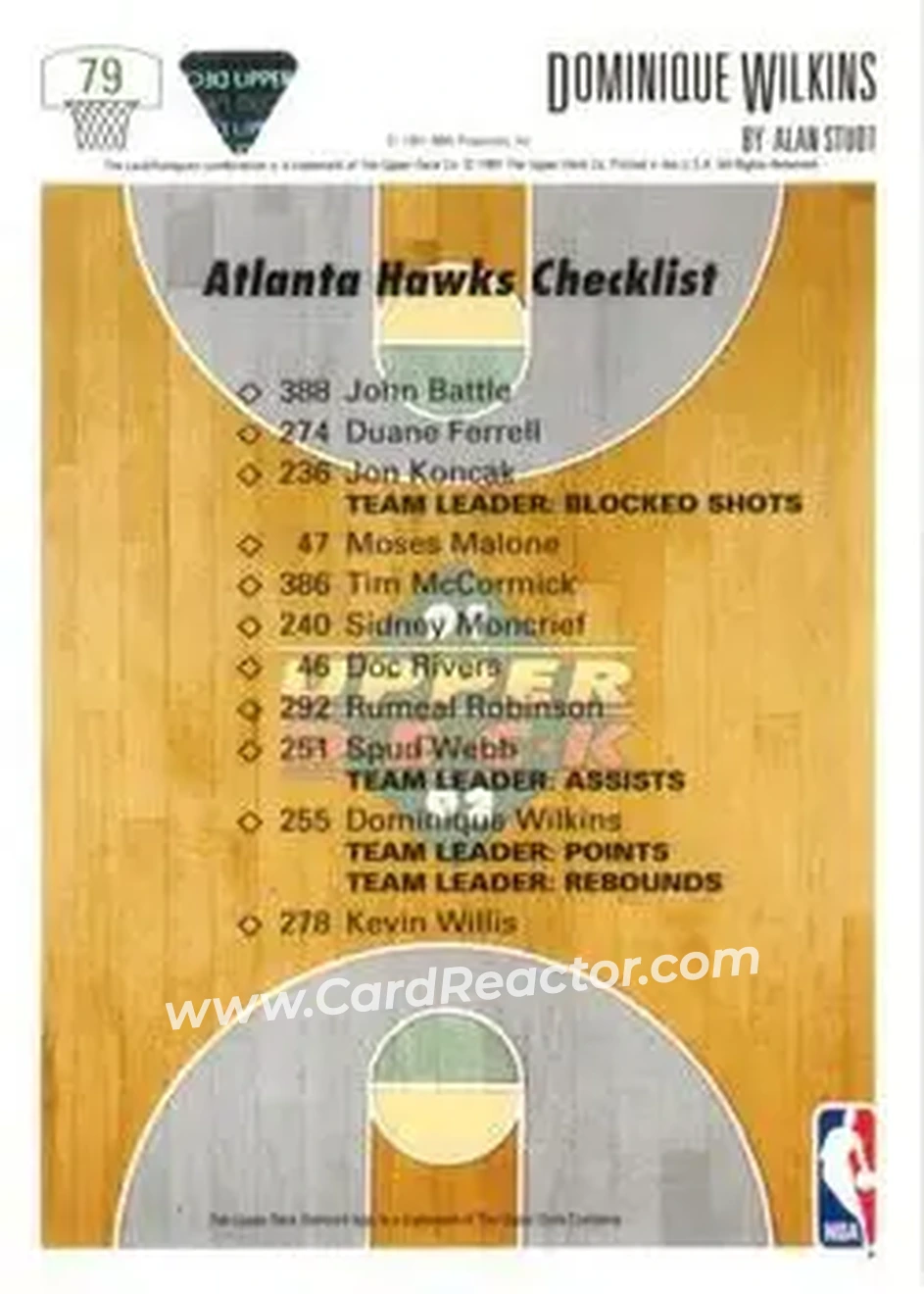1991-92 Upper Deck #79 - Dominique Wilkins - Atlanta Hawks - Back