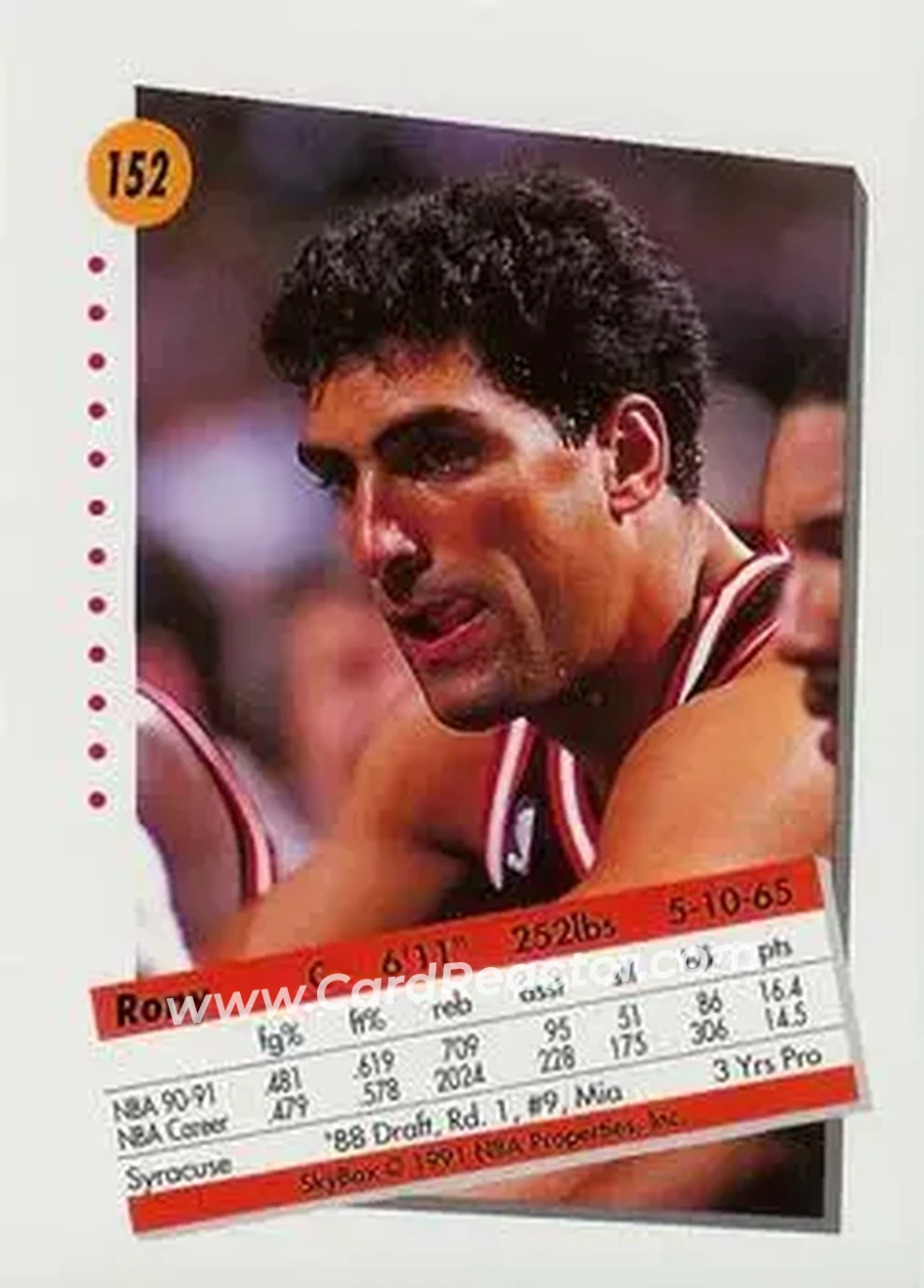 1991-92 SkyBox #152 - Rony Seikaly - Miami Heat - Back