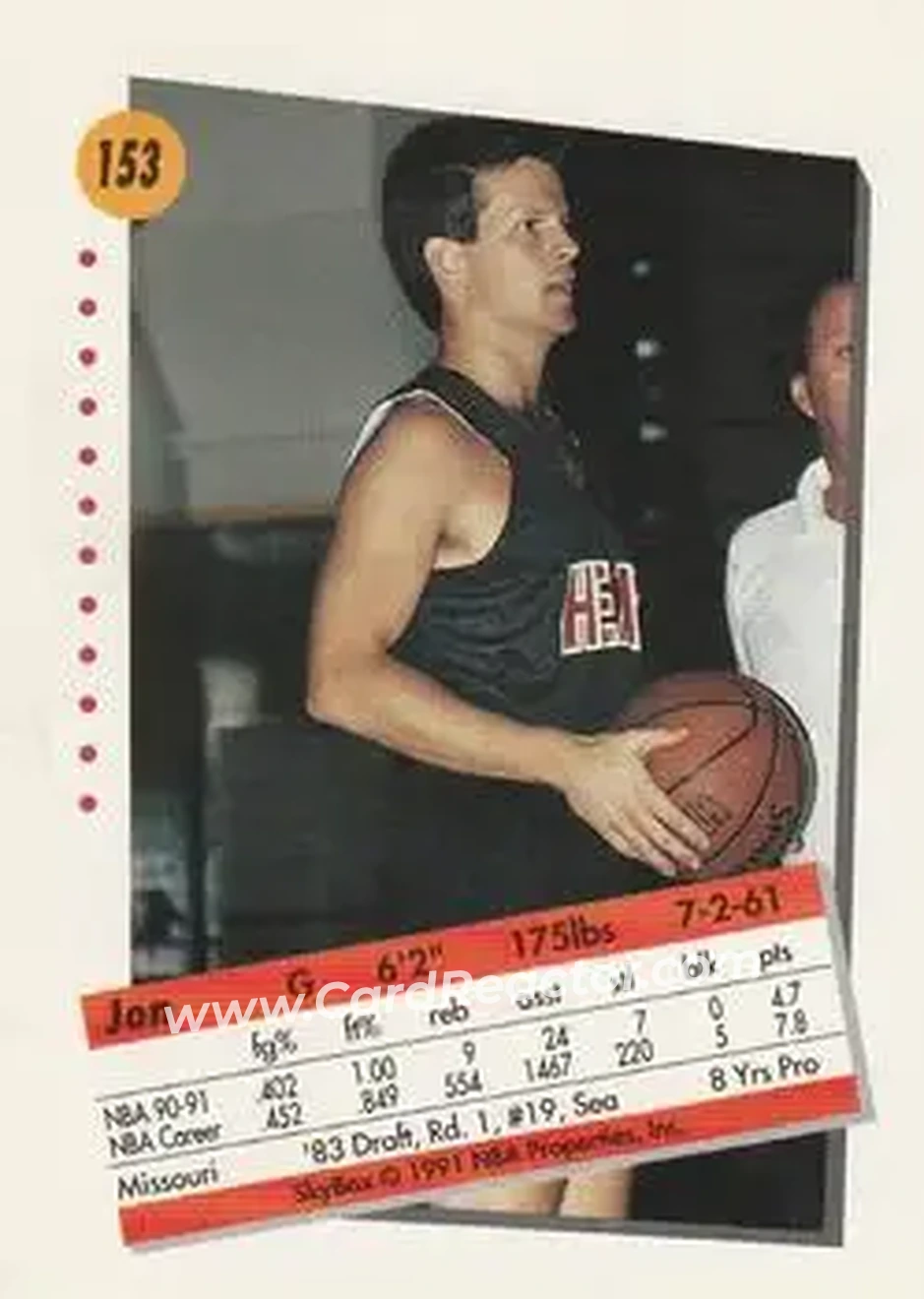 1991-92 SkyBox #153 - Jon Sundvold - Miami Heat - Back