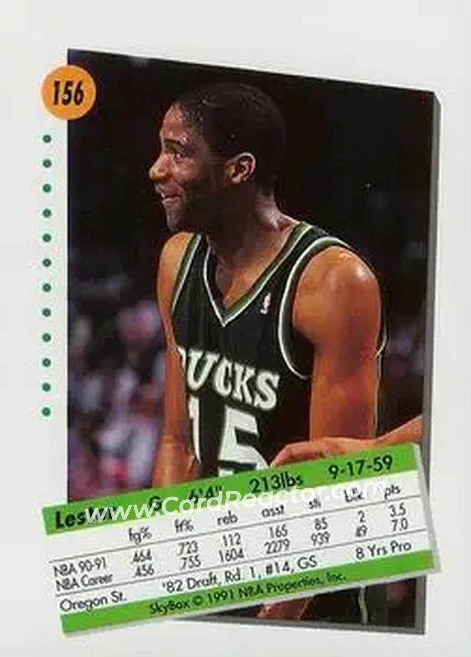 1991-92 SkyBox #156 - Lester Conner - Milwaukee Bucks - Back