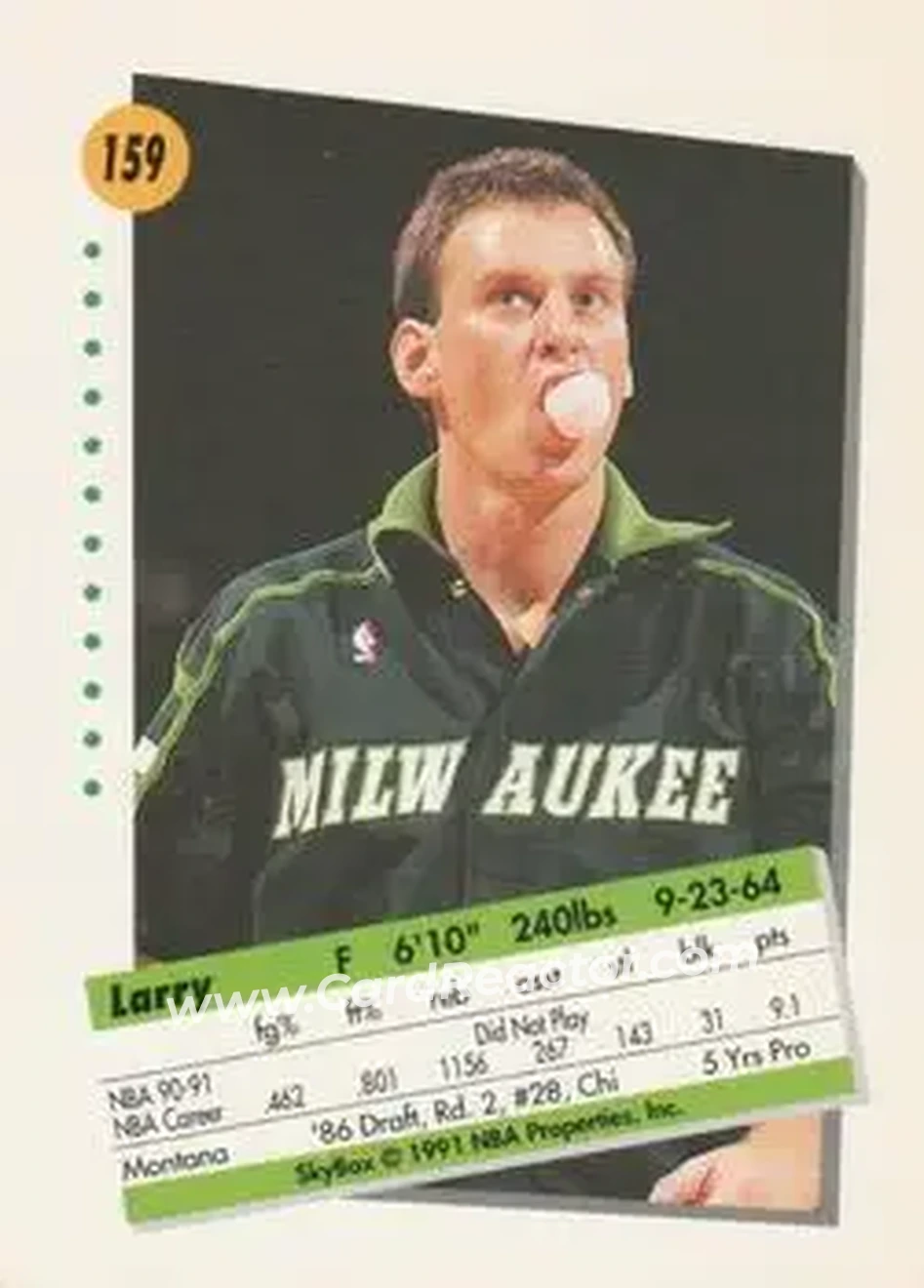 1991-92 SkyBox #159 - Larry Krystkowiak - Milwaukee Bucks - Back