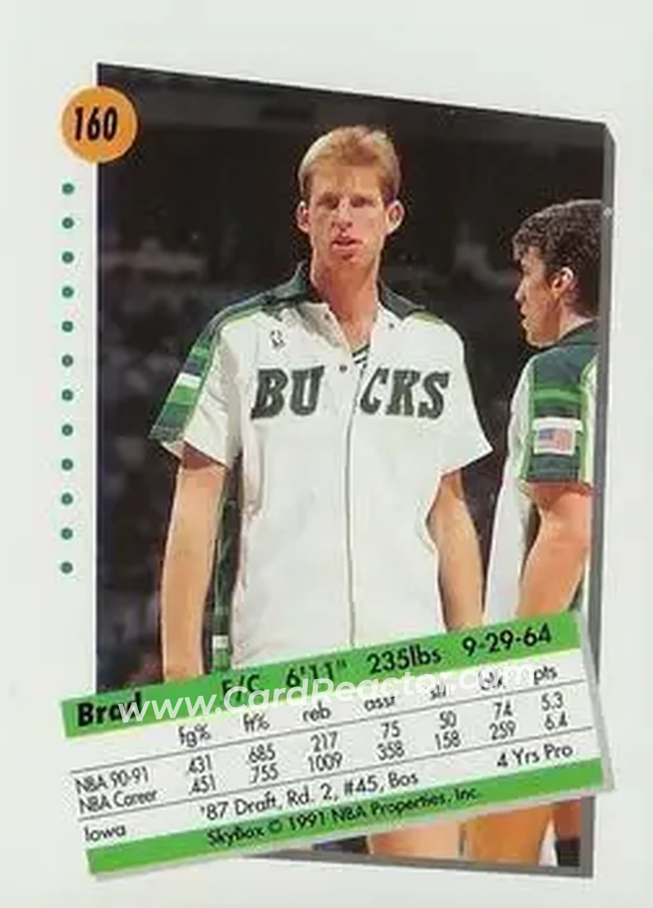 1991-92 SkyBox #160 - Brad Lohaus - Milwaukee Bucks - Back 1991-92 SkyBox #160 - Brad Lohaus - Milwaukee Bucks - Back