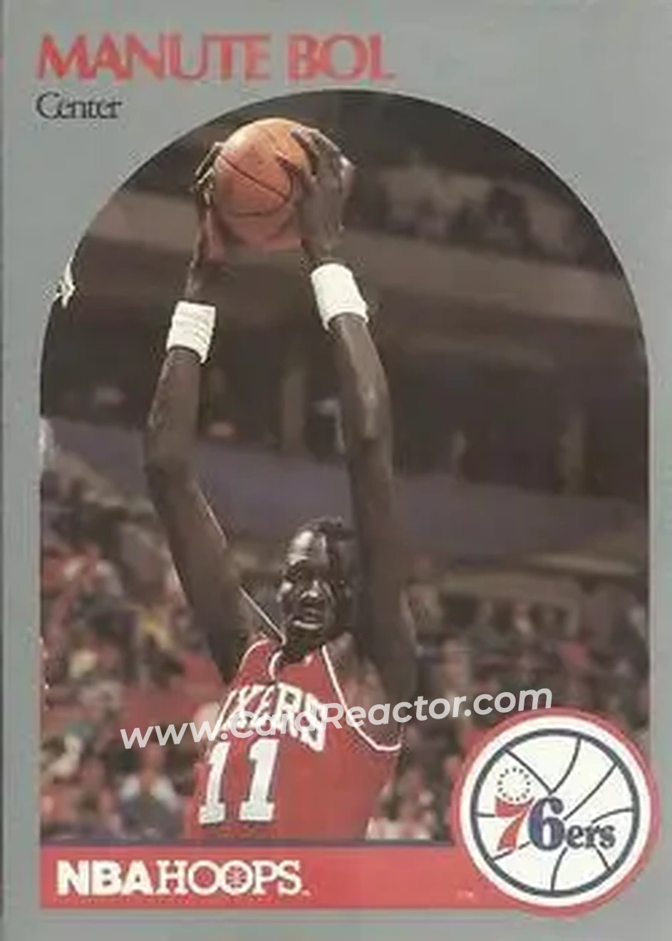 1990-91 Hoops #424 - Manute Bol - Philadelphia 76ers - Front