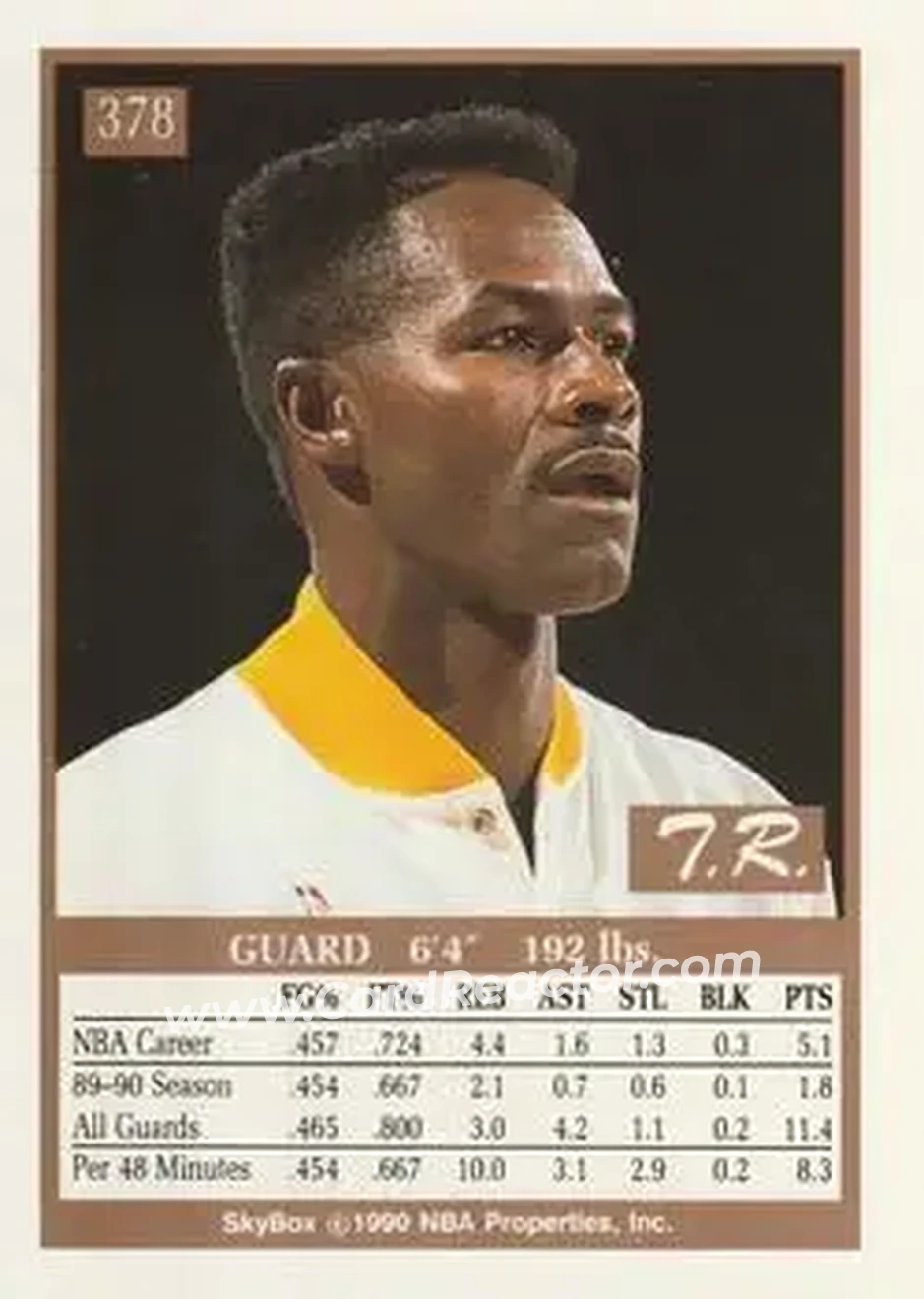 1990-91 SkyBox #378 - T.R. Dunn - Denver Nuggets - Back 1990-91 SkyBox #378 - T.R. Dunn - Denver Nuggets - Back