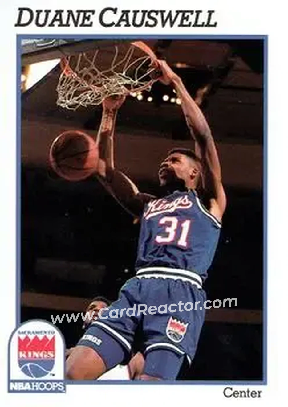 1991-92 Hoops #182 - Duane Causwell - Sacramento Kings - Front