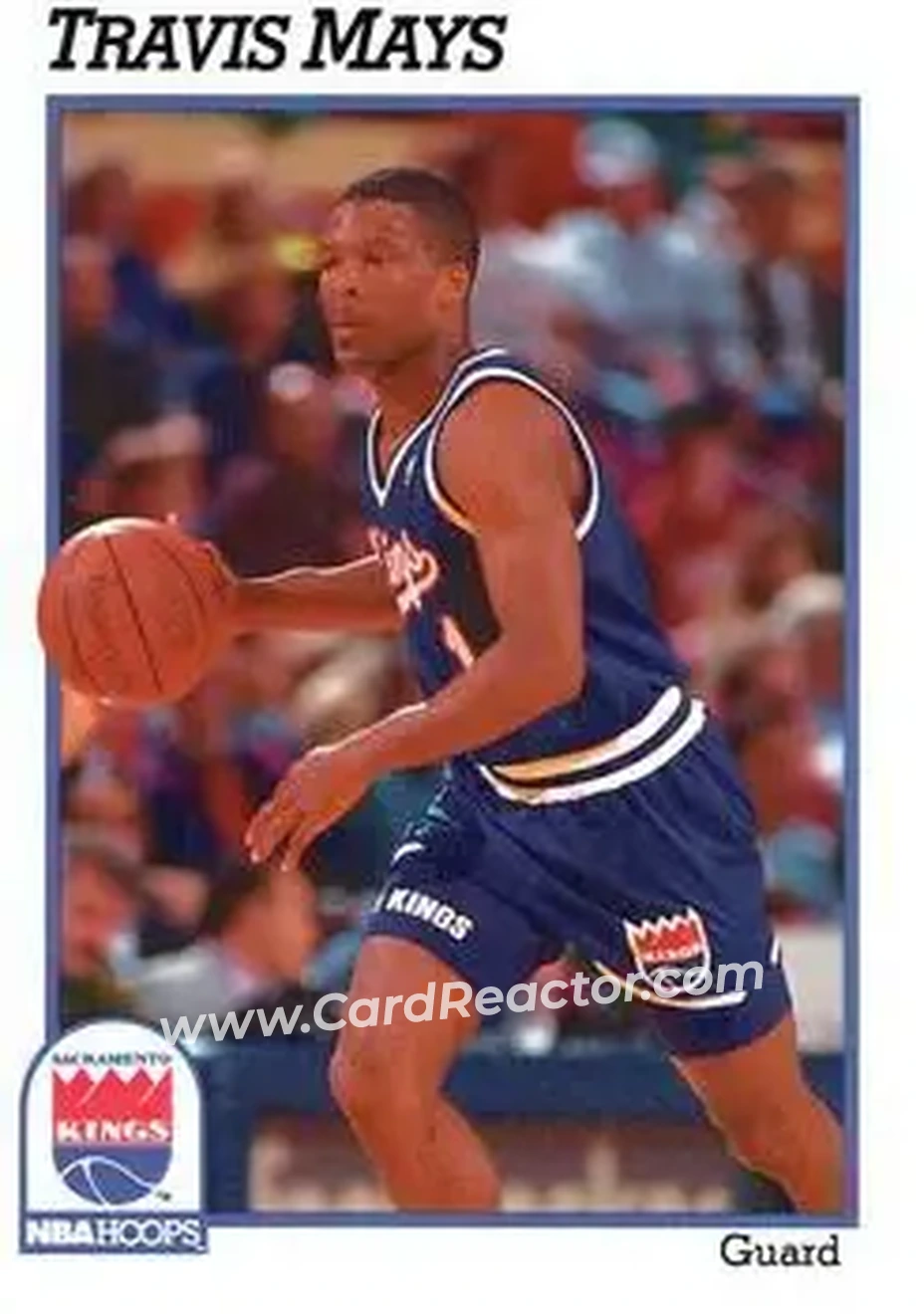 1991-92 Hoops #184 - Travis Mays - Sacramento Kings - Front