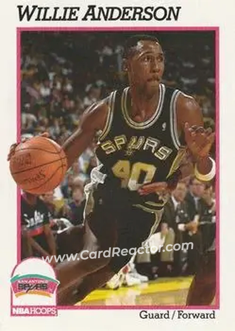 1991-92 Hoops #188 - Willie Anderson - San Antonio Spurs - Front
