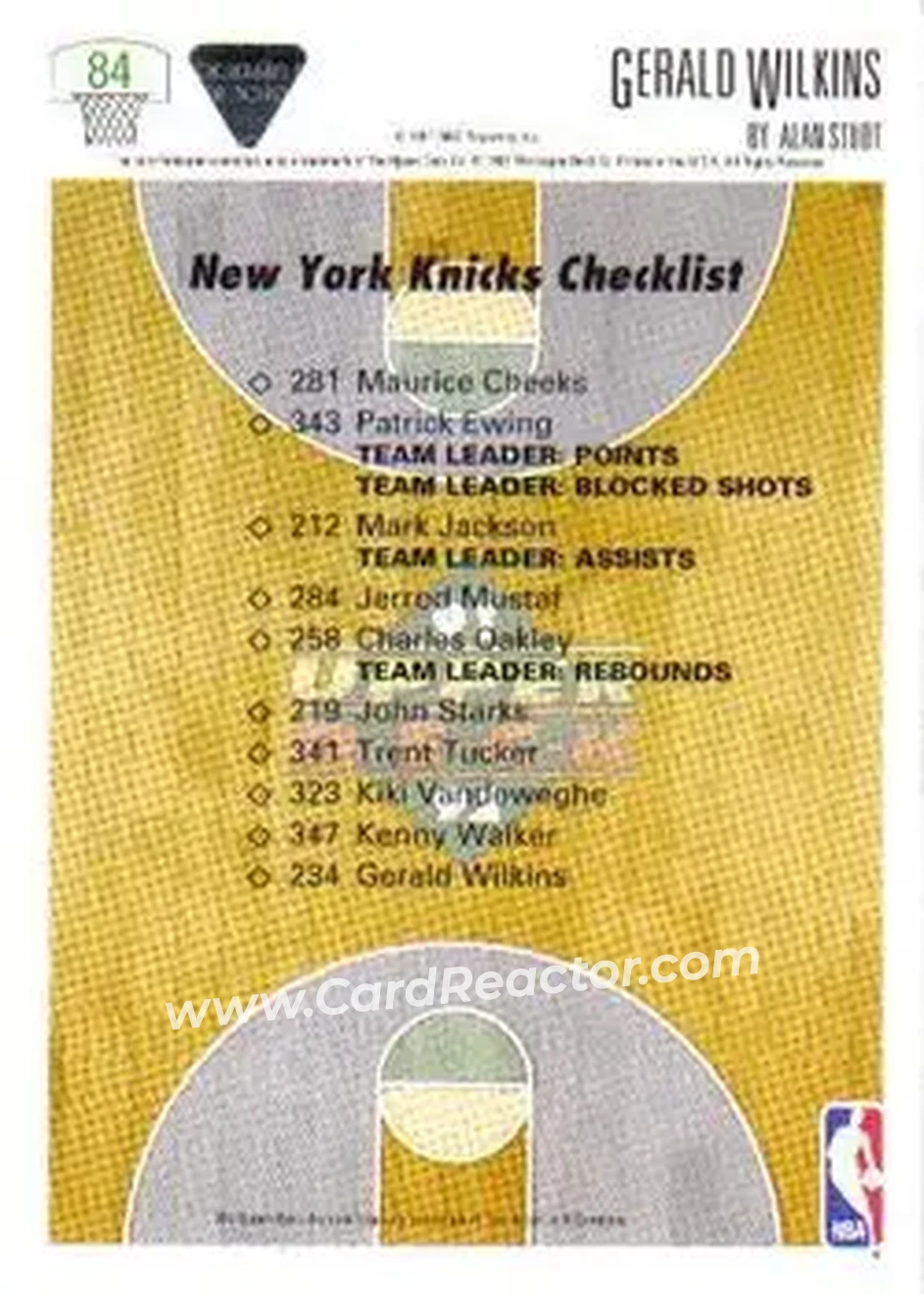 1991-92 Upper Deck #84 - Gerald Wilkins - New York Knicks - Back