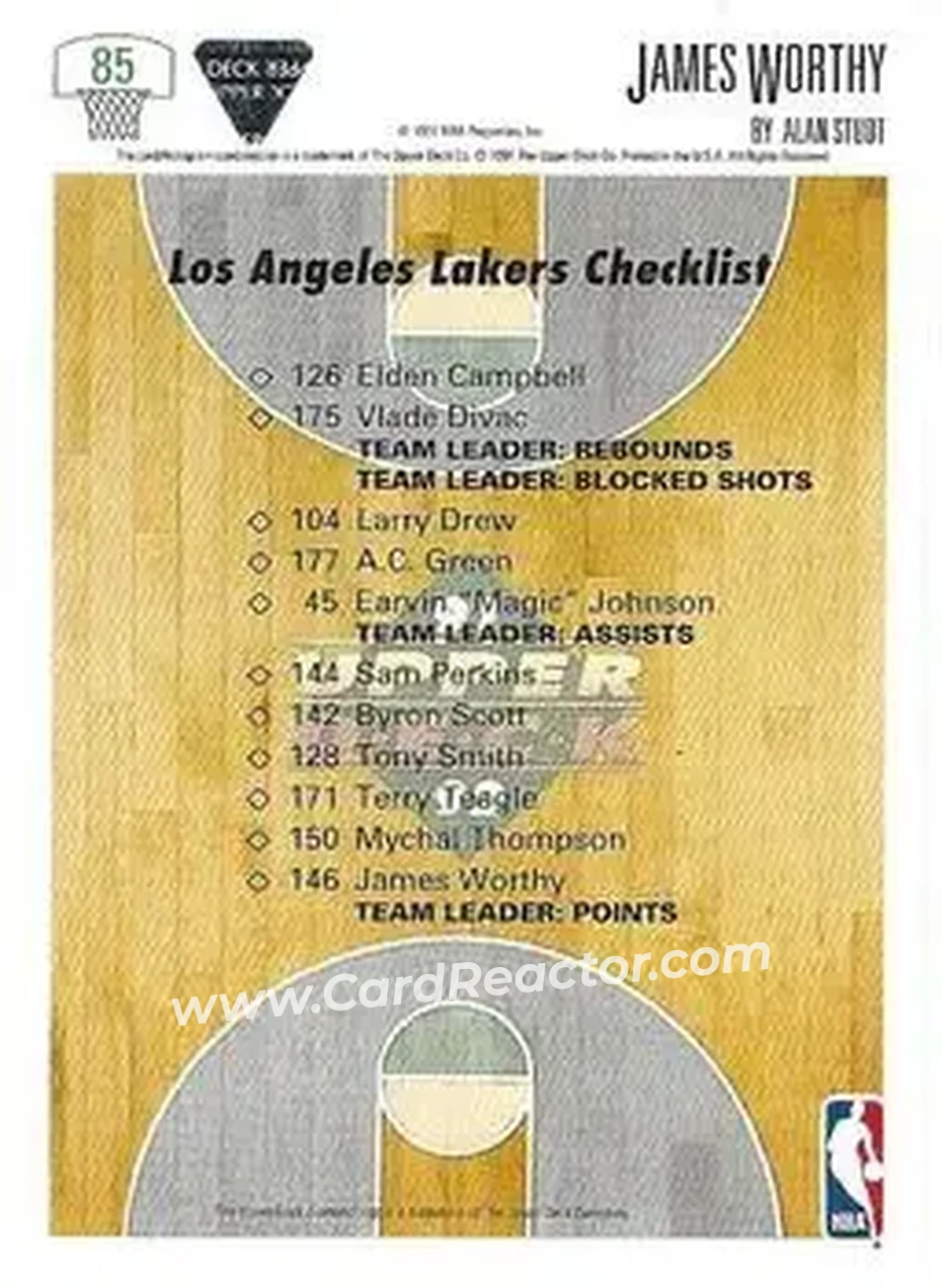 1991-92 Upper Deck #85 - James Worthy - Los Angeles Lakers - Back