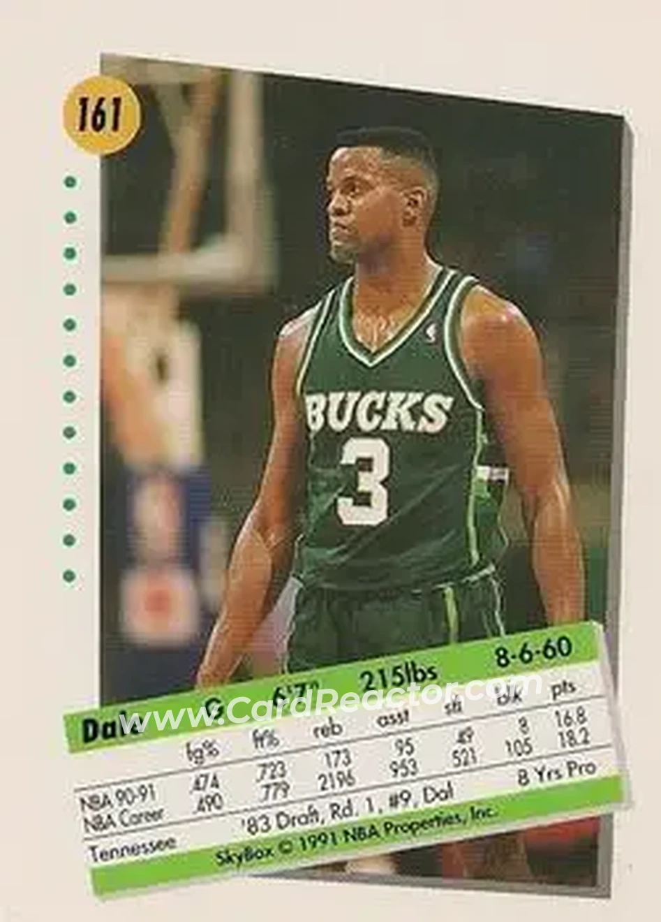 1991-92 SkyBox #161 - Dale Ellis - Milwaukee Bucks - Back 1991-92 SkyBox #161 - Dale Ellis - Milwaukee Bucks - Back