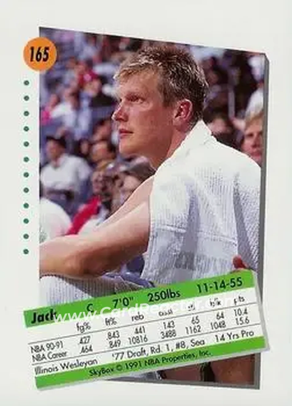 1991-92 SkyBox #165 - Jack Sikma - Milwaukee Bucks - Back