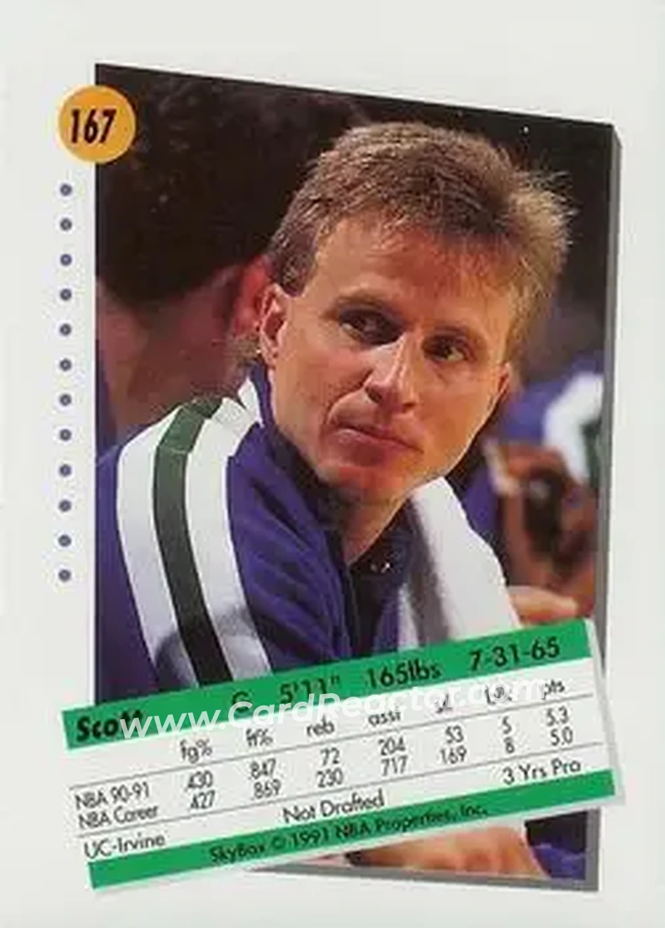 1991-92 SkyBox #167 - Scott Brooks - Minnesota Timberwolves - Back