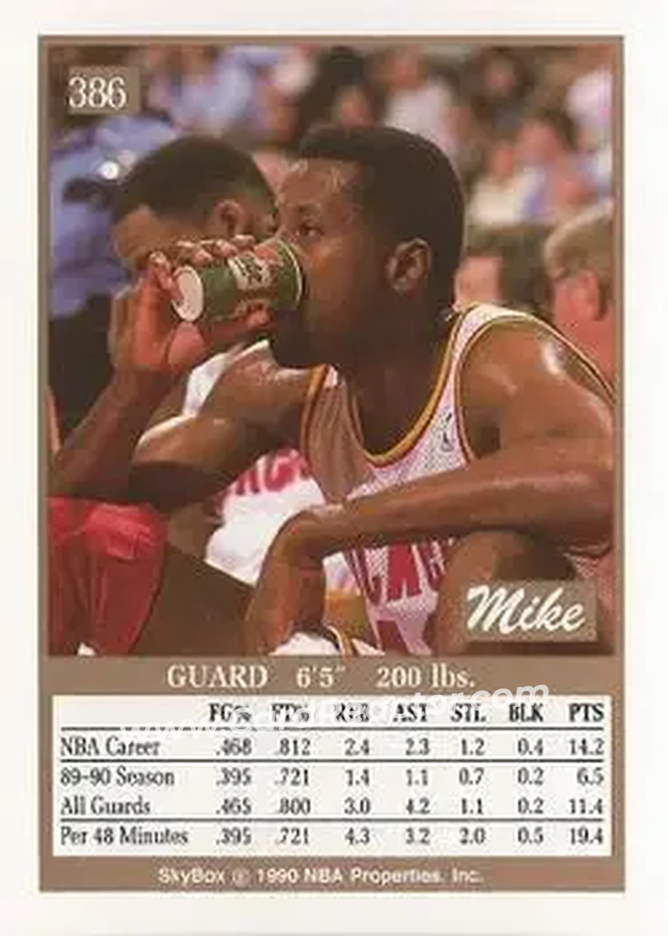 1990-91 SkyBox #386 - Mike Woodson - Houston Rockets - Back