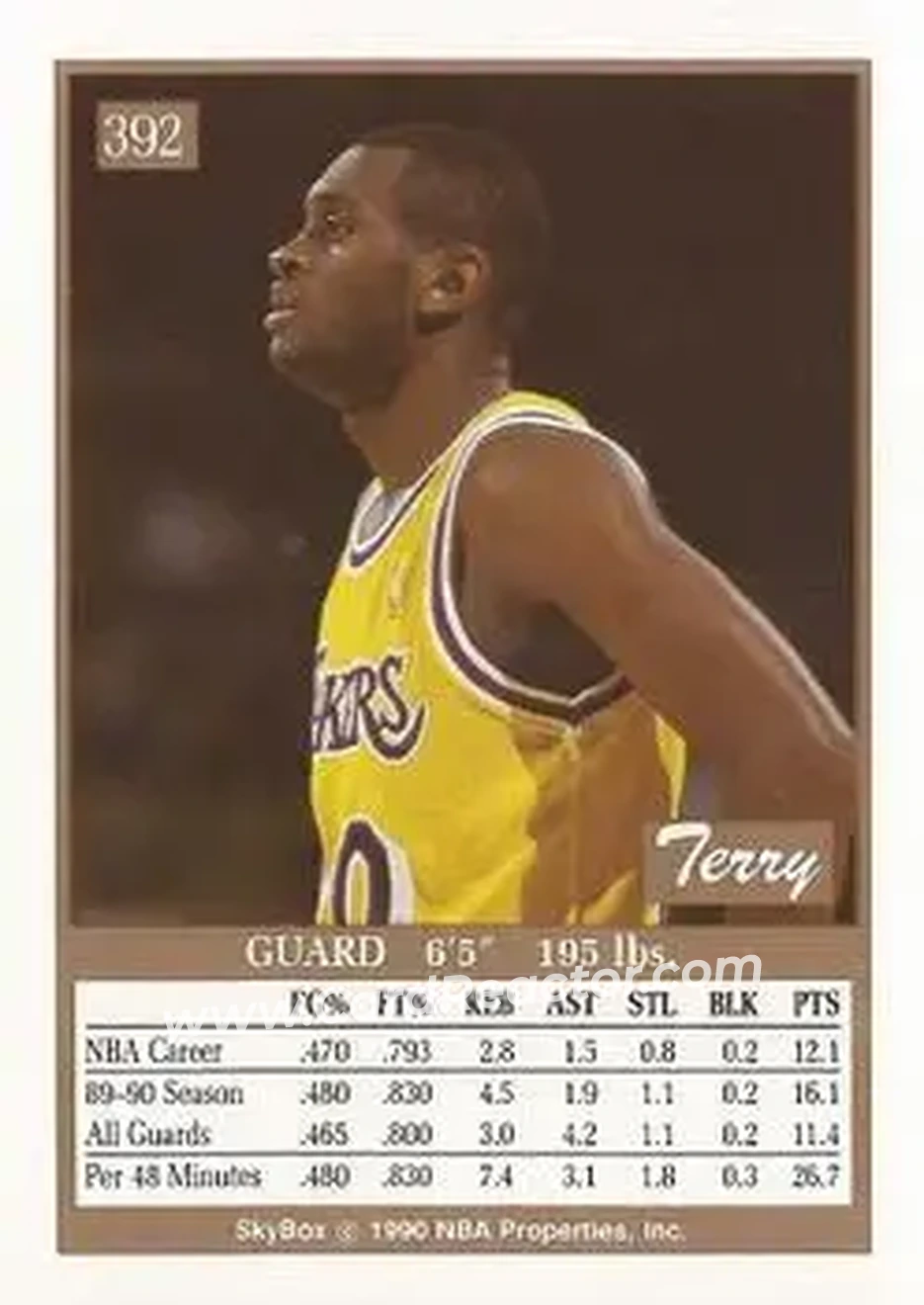 1990-91 SkyBox #392 - Terry Teagle - Los Angeles Lakers - Back