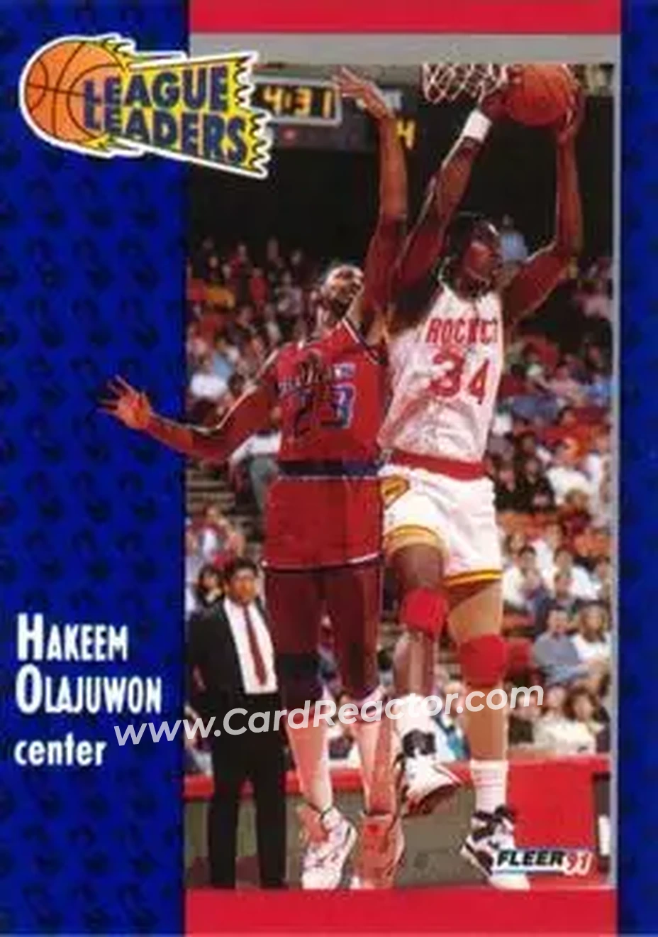 1991-92 Fleer #223 - Hakeem Olajuwon - Houston Rockets - Front