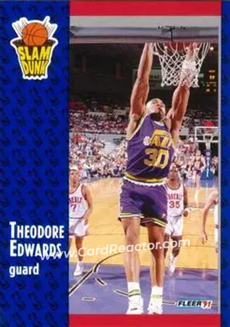 1991-92 Fleer #227 - Blue Edwards - Utah Jazz - Front