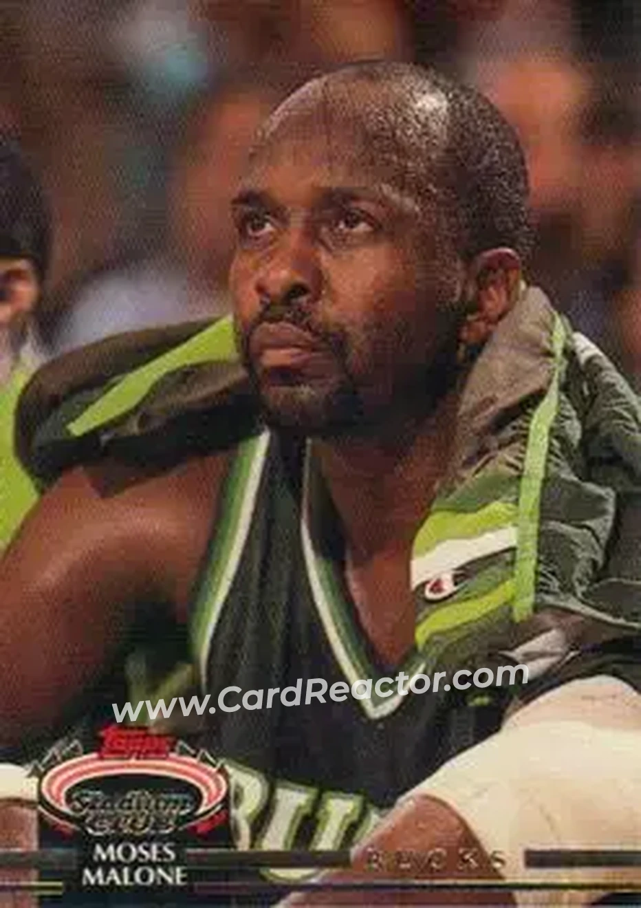 1992-93 Stadium Club #106 - Moses Malone - Milwaukee Bucks - Front 1992-93 Stadium Club #106 - Moses Malone - Milwaukee Bucks - Front