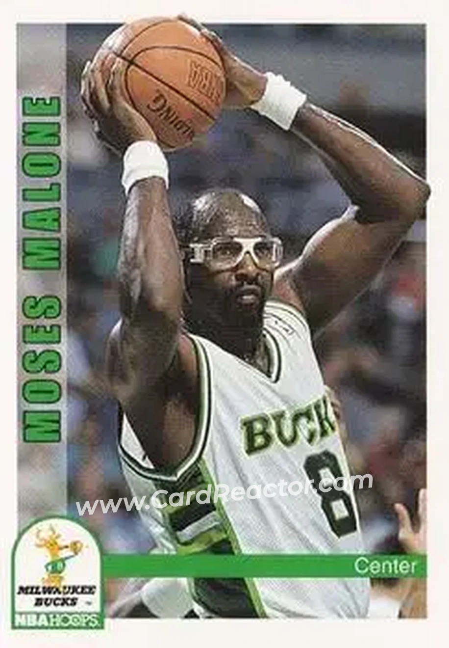 1992-93 Hoops #130 - Moses Malone - Milwaukee Bucks - Front