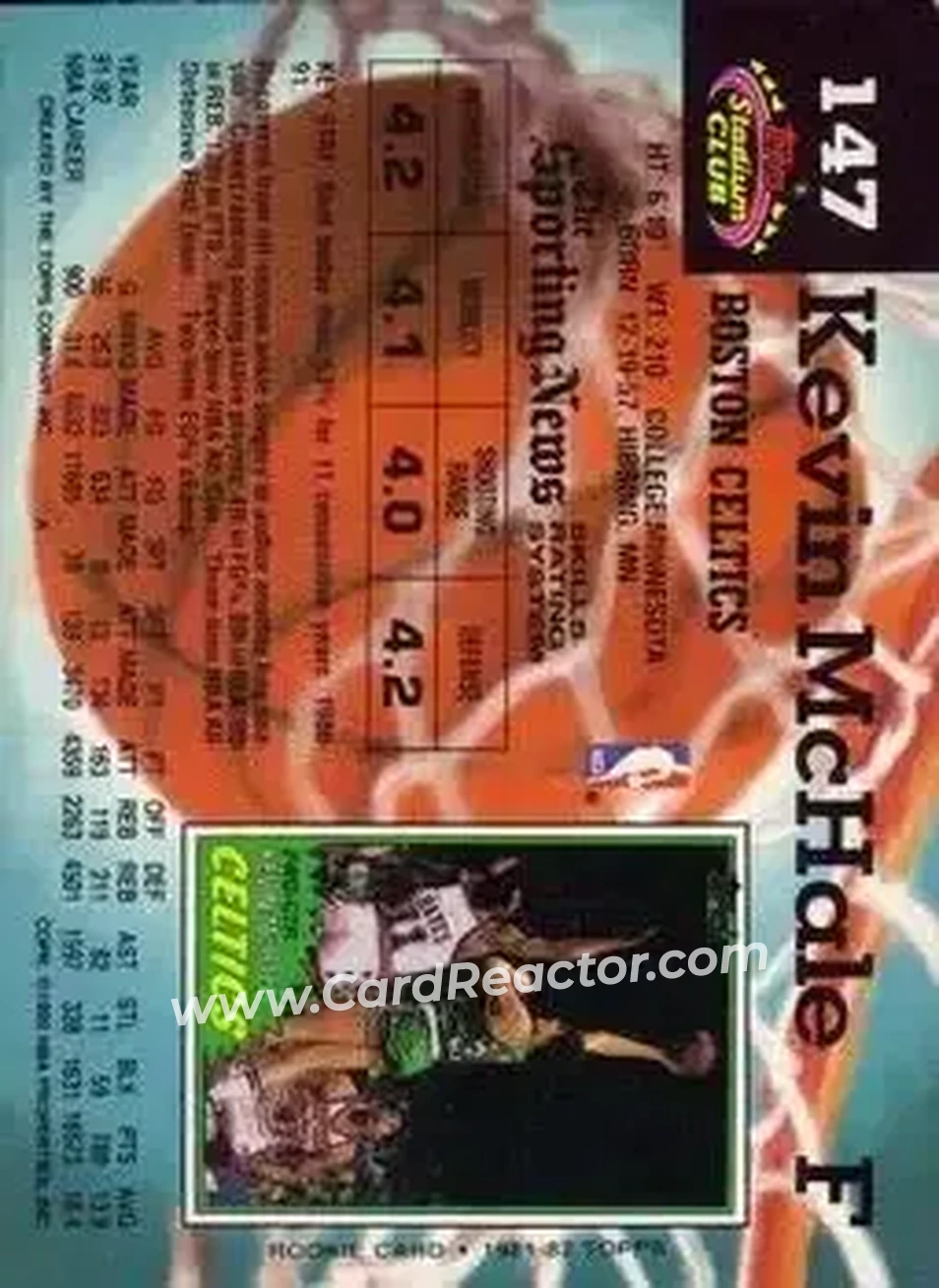 1992-93 Stadium Club #147 - Kevin McHale - Boston Celtics - Back