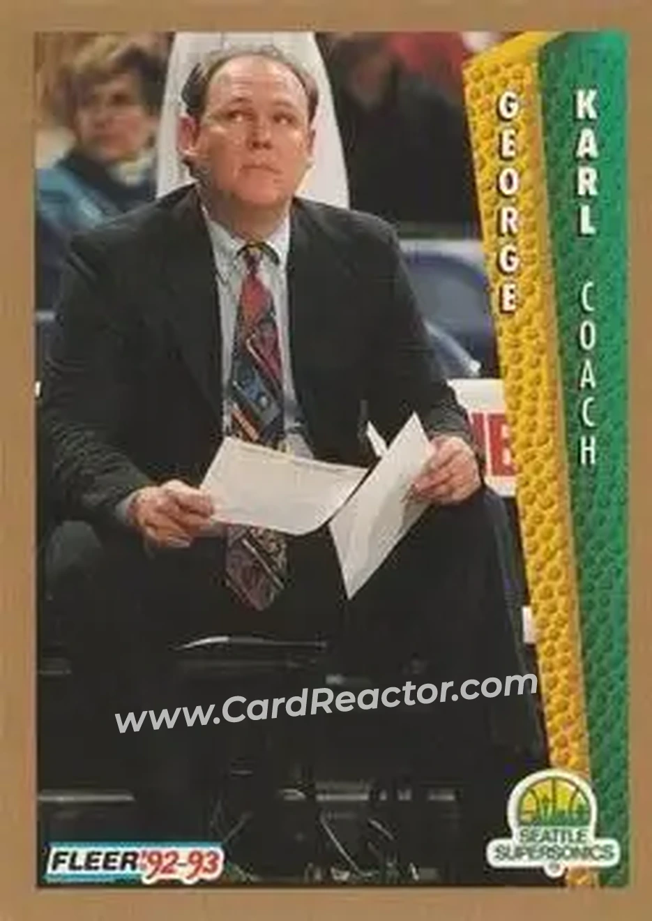 1992-93 Fleer #212 - George Karl - Seattle SuperSonics - Front 1992-93 Fleer #212 - George Karl - Seattle SuperSonics - Front