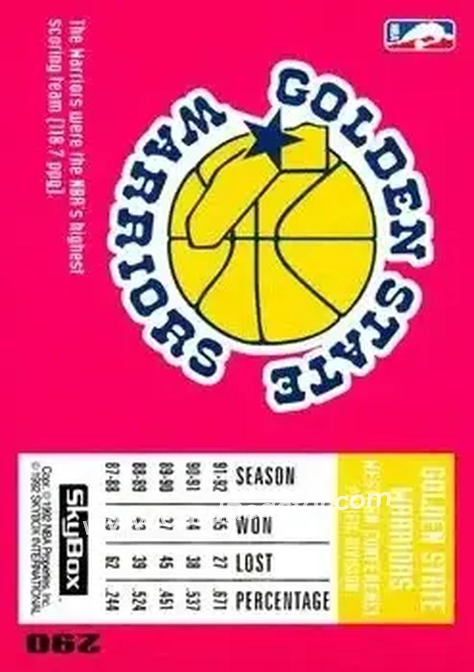 1992-93 SkyBox #290 - Chris Mullin - Golden State Warriors - Back