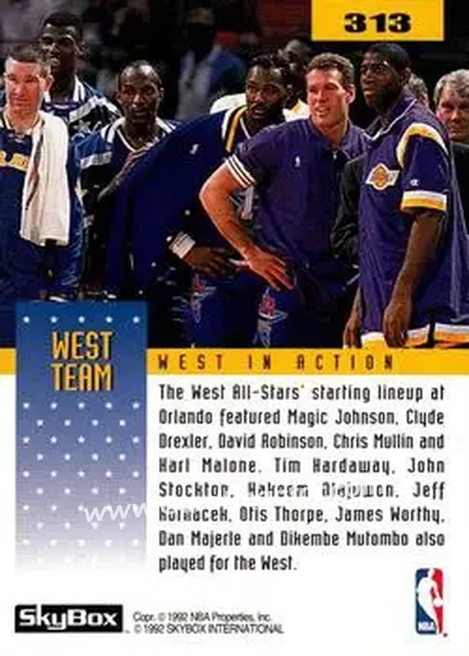 1992-93 SkyBox #313 - Card #313 - Utah Jazz - Back