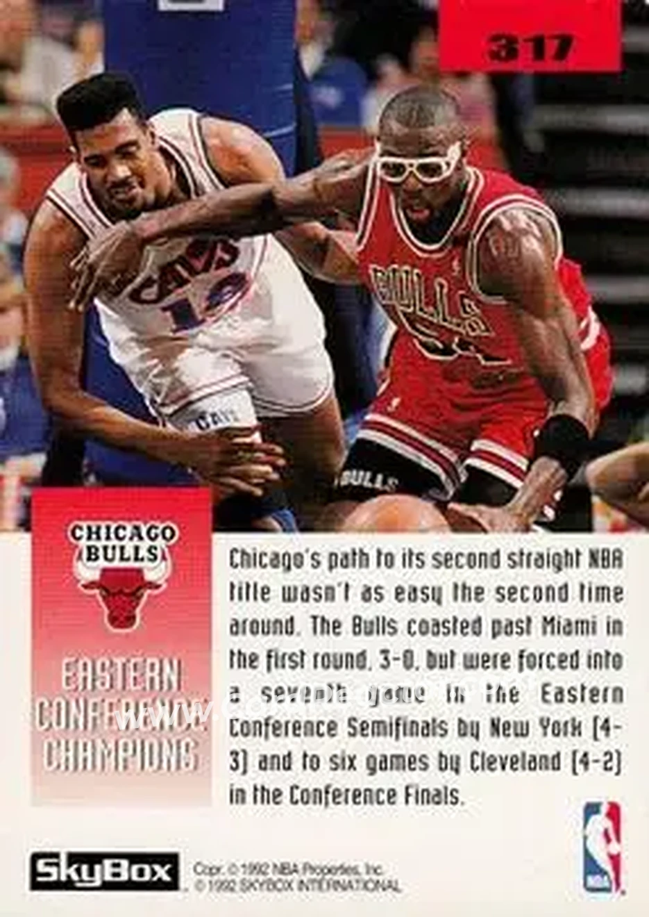 1992-93 SkyBox #317 - Card #317 - Chicago Bulls - Back