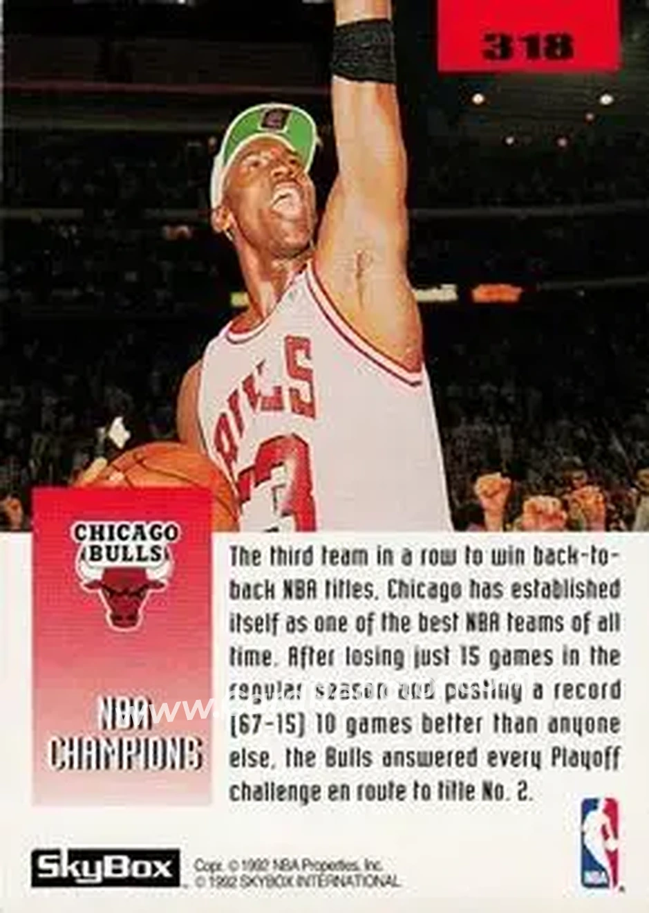 1992-93 SkyBox #318 - Card #318 - Chicago Bulls - Back