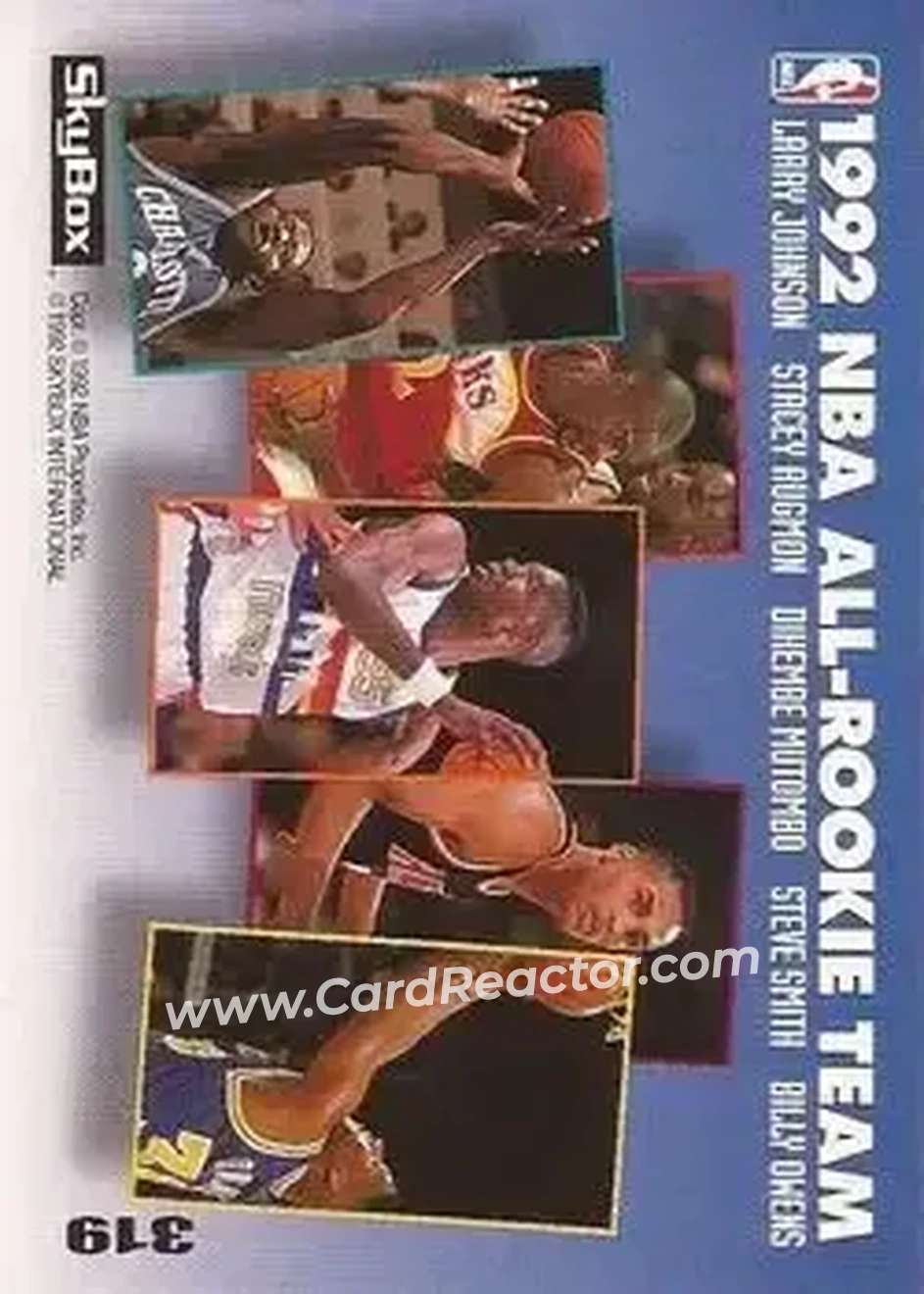 1992-93 SkyBox #319 - Larry Johnson - Charlotte Hornets - Back