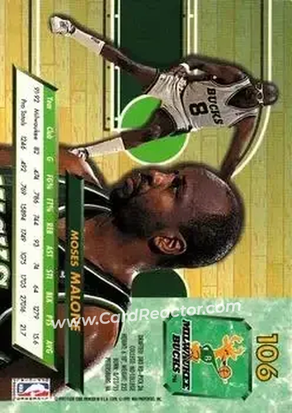 1992-93 Ultra #106 - Moses Malone - Milwaukee Bucks - Back