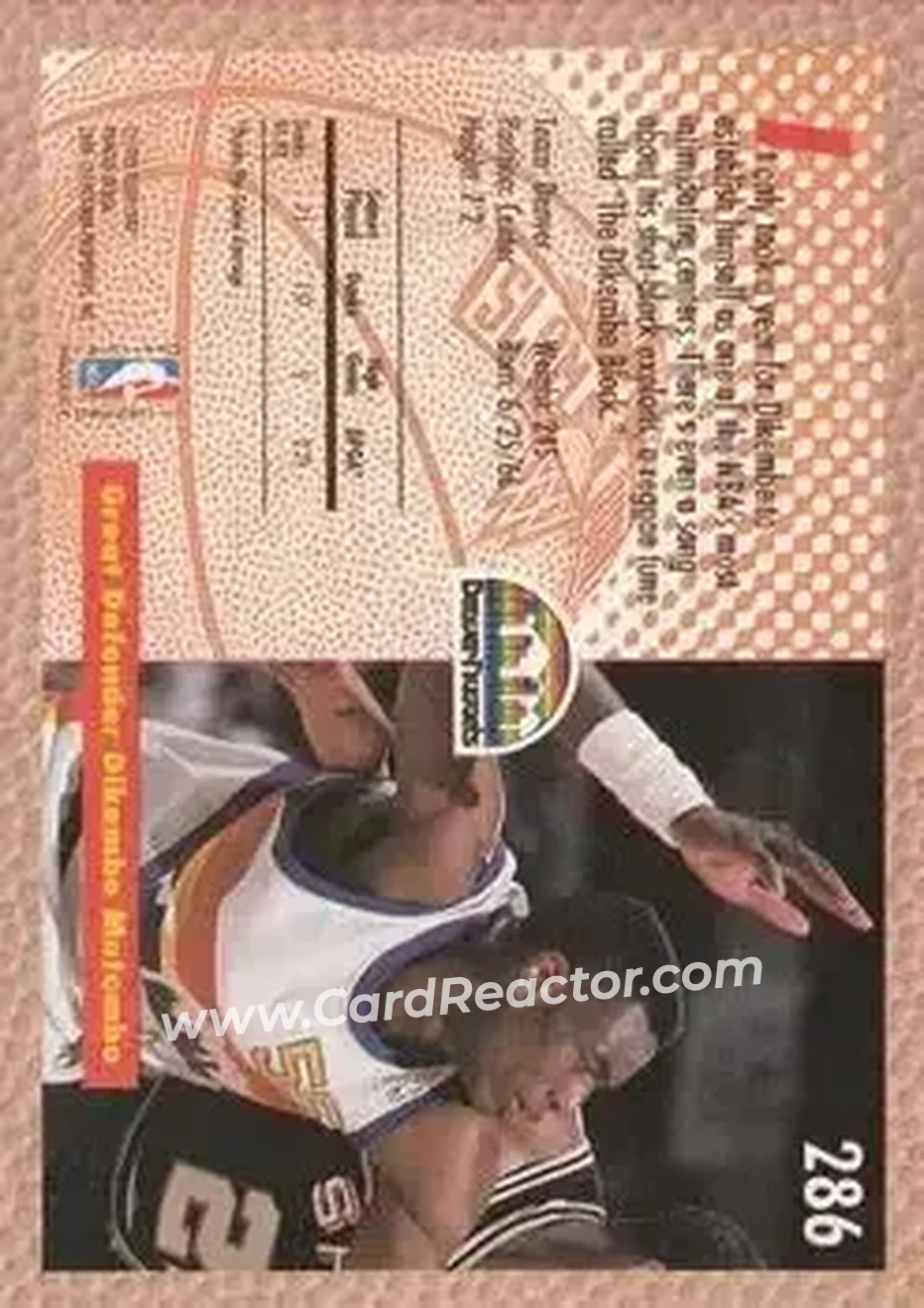 1992-93 Fleer #286 - Dikembe Mutombo - Denver Nuggets - Back