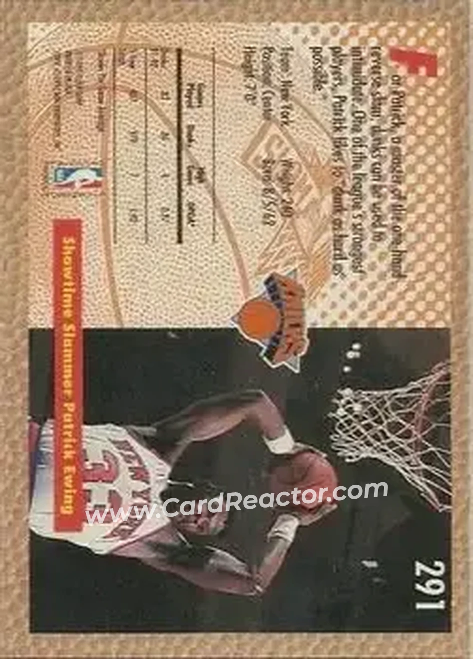 1992-93 Fleer #291 - Patrick Ewing - New York Knicks - Back