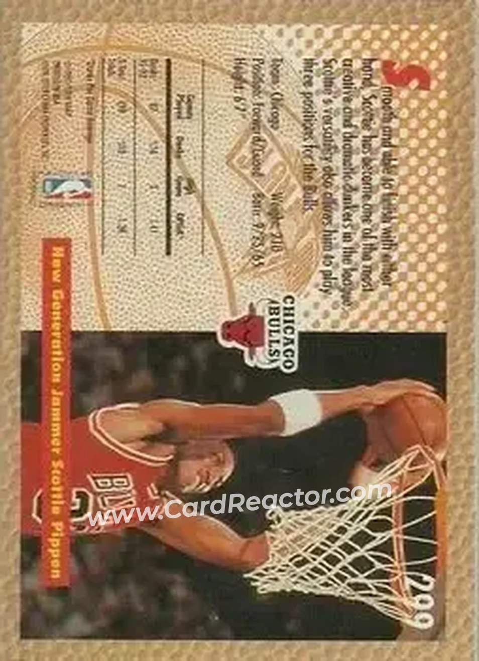 1992-93 Fleer #299 - Scottie Pippen - Chicago Bulls - Back 1992-93 Fleer #299 - Scottie Pippen - Chicago Bulls - Back