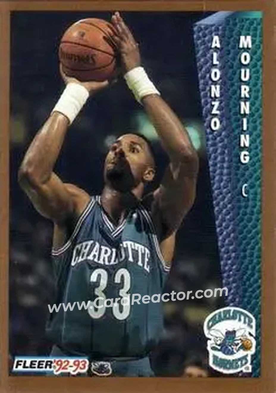 1992-93 Fleer #311 - Alonzo Mourning - Charlotte Hornets - Front