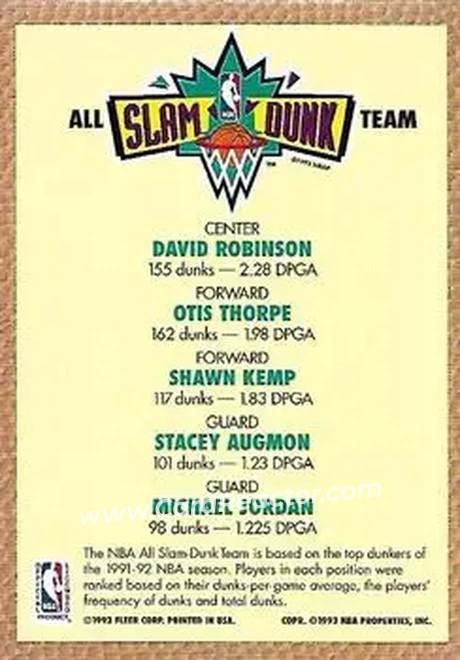 1992-93 Fleer #NNO - Card #NNO - Back