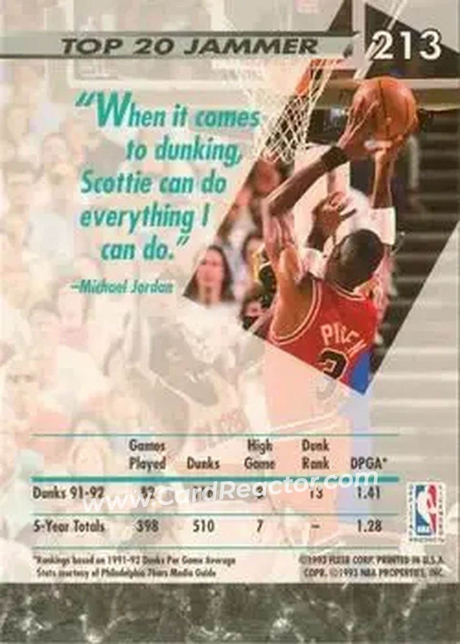 1992-93 Ultra #213 - Scottie Pippen - Chicago Bulls - Back 1992-93 Ultra #213 - Scottie Pippen - Chicago Bulls - Back