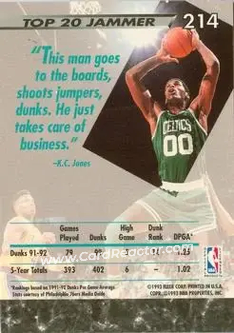1992-93 Ultra #214 - Robert Parish - Boston Celtics - Back 1992-93 Ultra #214 - Robert Parish - Boston Celtics - Back
