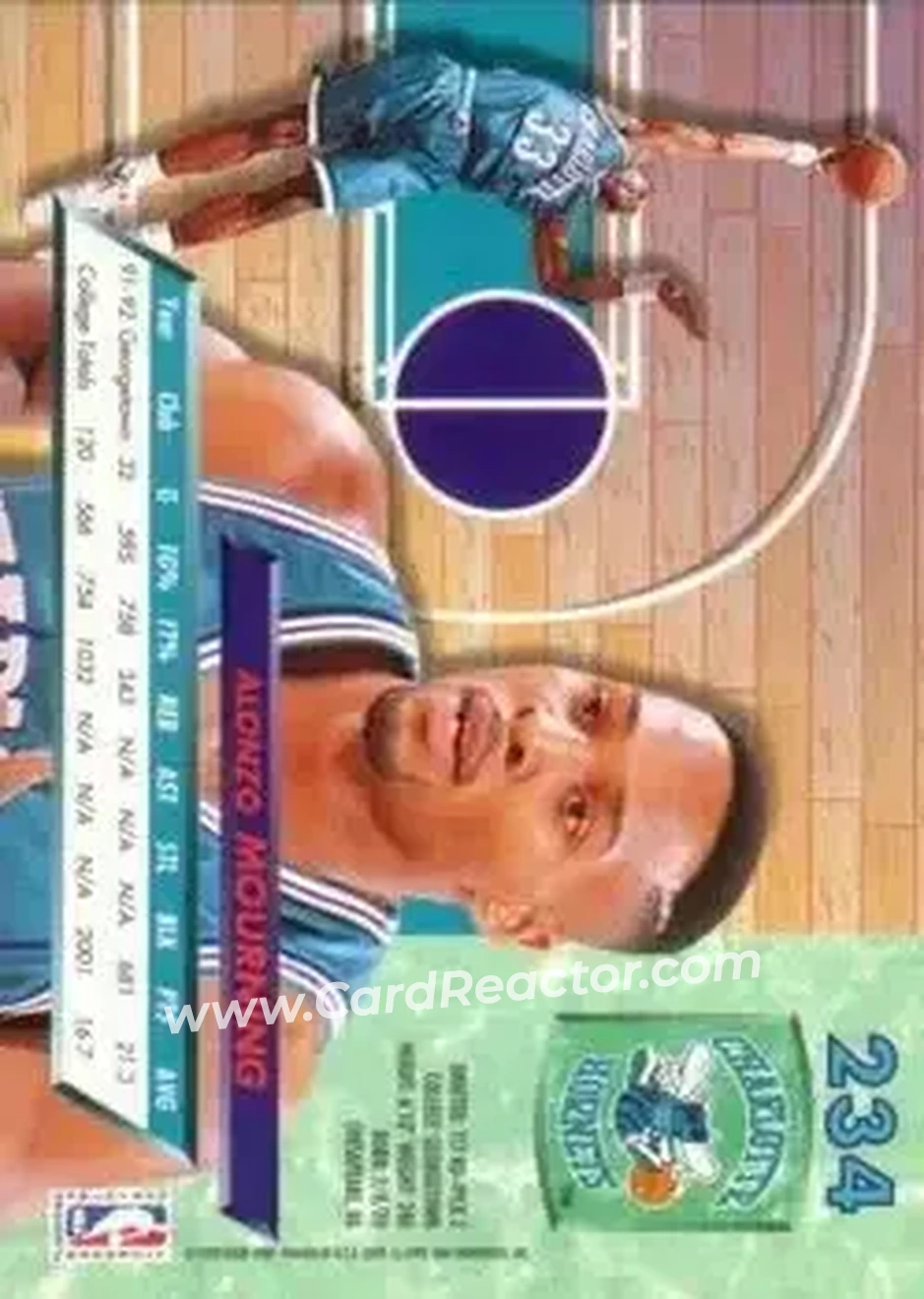 1992-93 Ultra #234 - Alonzo Mourning - Charlotte Hornets - Back 1992-93 Ultra #234 - Alonzo Mourning - Charlotte Hornets - Back