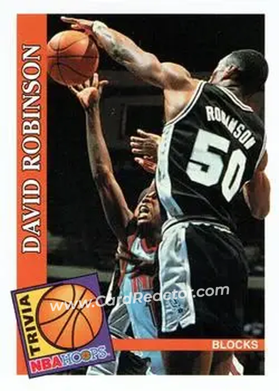 1992-93 Hoops #481 - David Robinson - San Antonio Spurs - Front