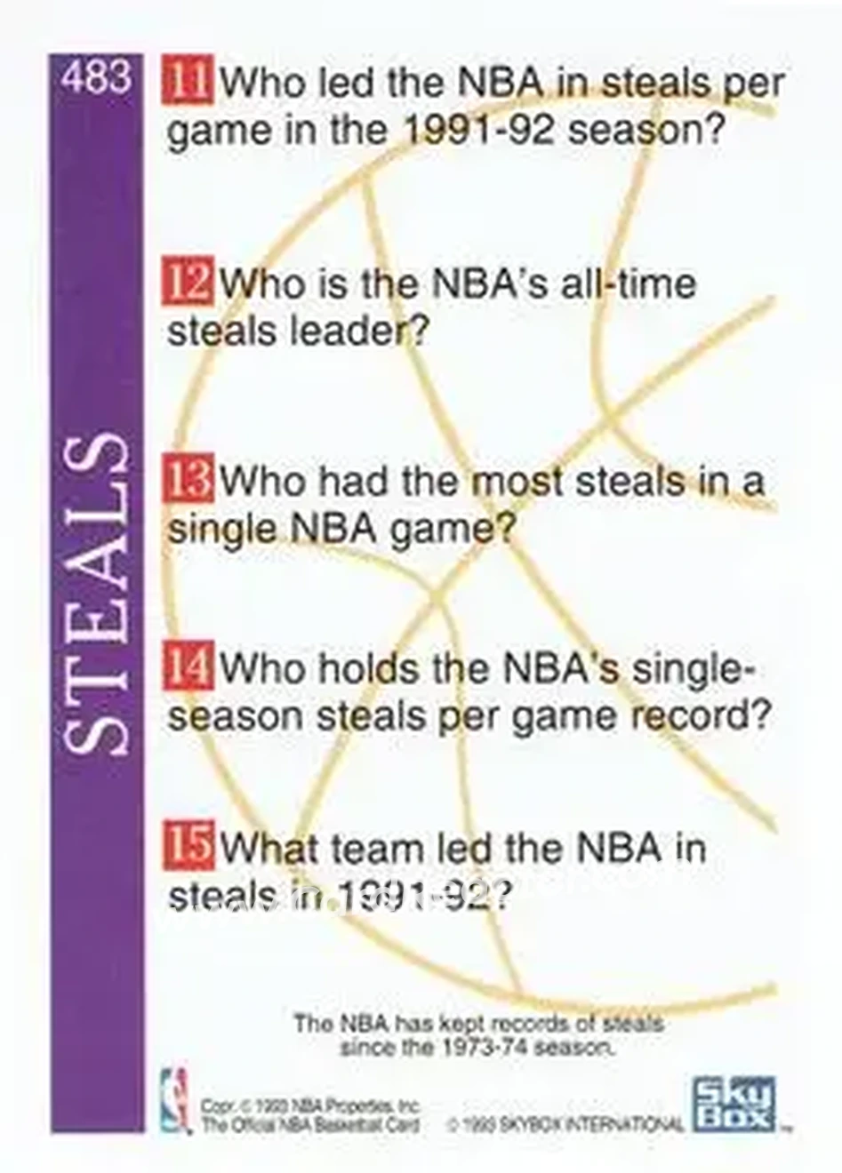 1992-93 Hoops #483 - John Stockton - Utah Jazz - Back 1992-93 Hoops #483 - John Stockton - Utah Jazz - Back