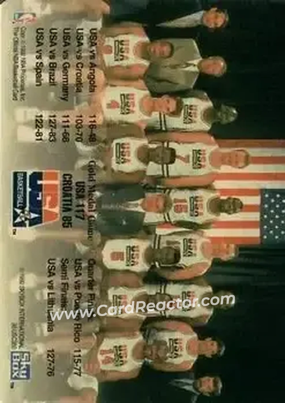 1992-93 Hoops - Single Inserts #NNO - ? ? NNO? 1992 Summer Olympics Plastic; Inserted 1:720 Series One foil packs USA - USA - Back 1992-93 Hoops - Single Inserts #NNO - ? ? NNO? 1992 Summer Olympics Plastic; Inserted 1:720 Series One foil packs USA - USA - Back