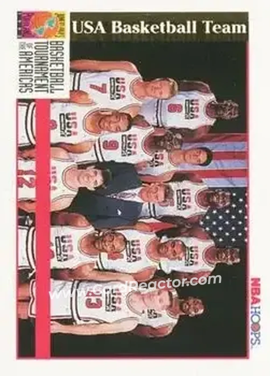 1992-93 Hoops - Single Inserts #NNO - ? ? NNO? USA Basketball Team BTAIssued in Series One foil packs USA - USA - Front 1992-93 Hoops - Single Inserts #NNO - ? ? NNO? USA Basketball Team BTAIssued in Series One foil packs USA - USA - Front