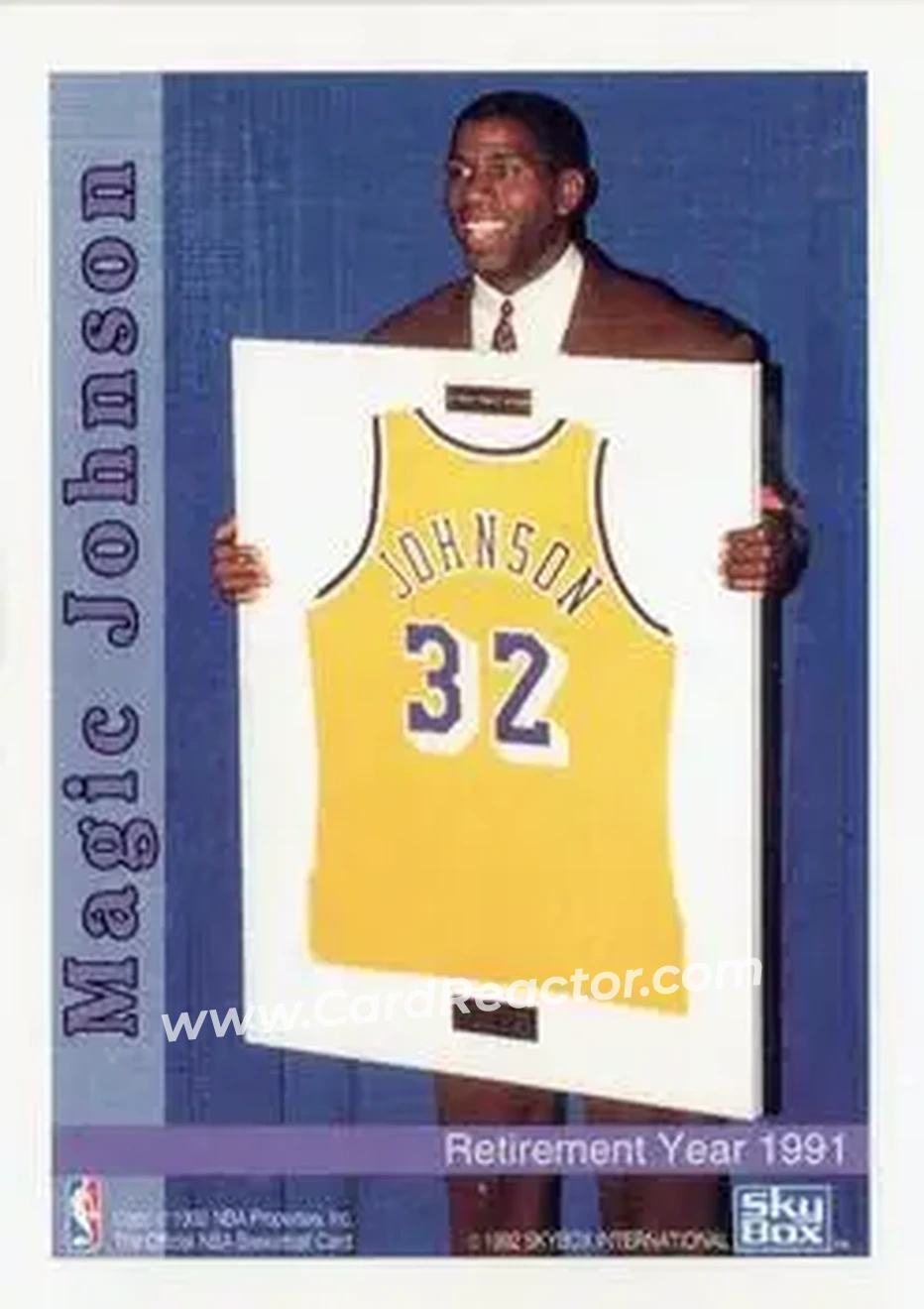 1992-93 Hoops - Single Inserts #NNO - Magic Johnson - Los Angeles Lakers - Back